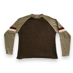 Vintage 90s Y2K Arizona Jean Co Brown Color Block Sweater Men’s Size XL Grunge